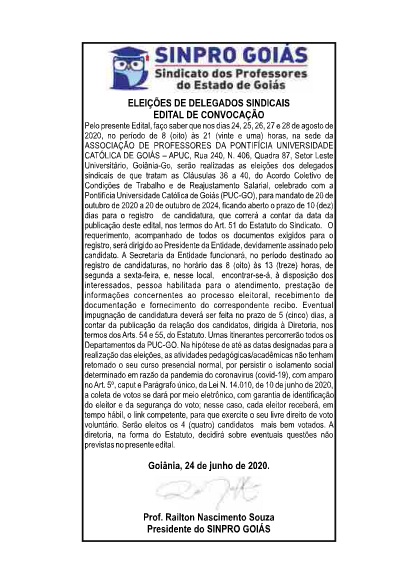 25.06.2020 Edital Convocação Eleicoes de Delegado Sindical 2