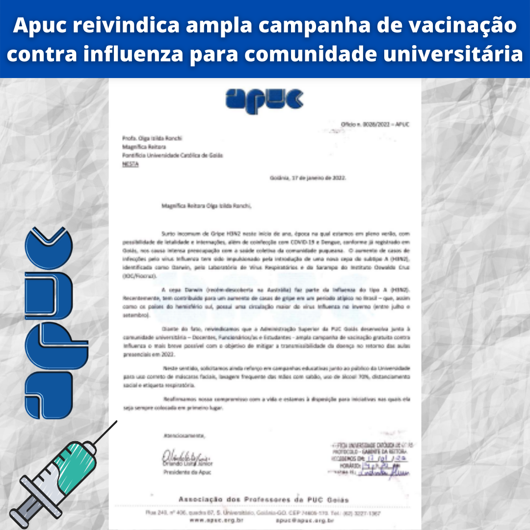 18.01.2022 POST Apuc reivindica ampla campanha de vacinacao contra influenza para comunidade universitaria