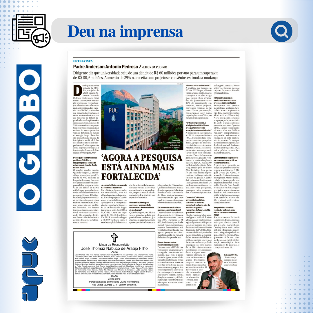 21.06.2026 POST Deu em O Globo Reitor PUC Rio